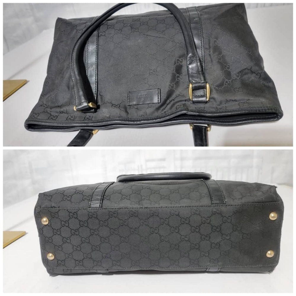 Authentic Gucci GG Nylon Canvas Tote Bag Black - Picture 5 of 14